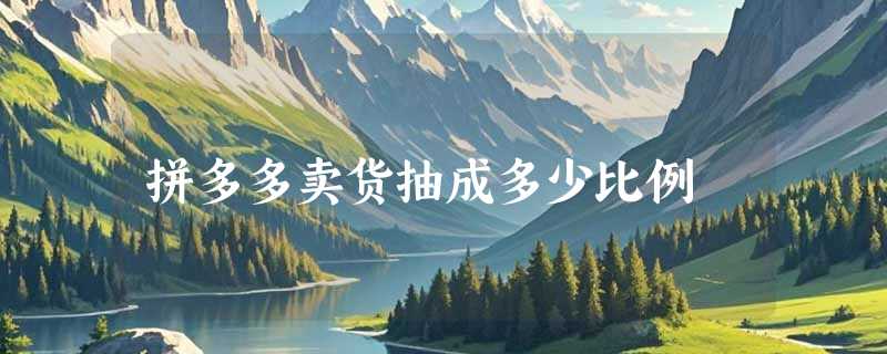 拼多多卖货抽成多少比例