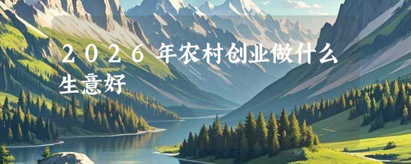 2026年农村创业做什么生意好