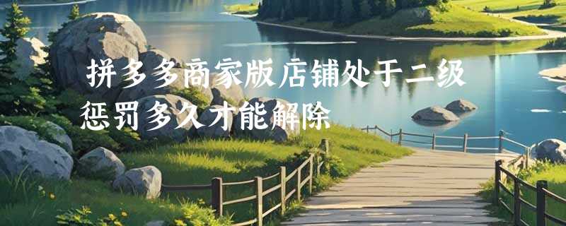 拼多多商家版店铺处于二级惩罚多久才能解除