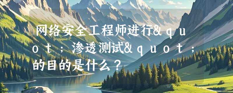 网络安全工程师进行"渗透测试"的目的是什么？