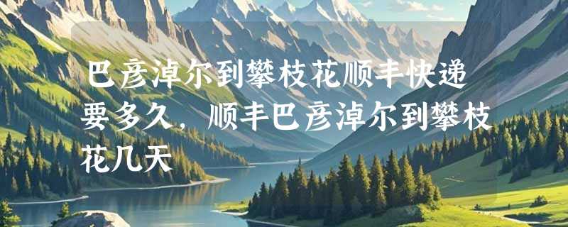 巴彦淖尔到攀枝花顺丰快递要多久，顺丰巴彦淖尔到攀枝花几天