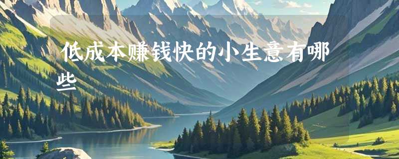 低成本赚钱快的小生意有哪些