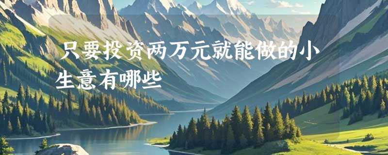 只要投资两万元就能做的小生意有哪些