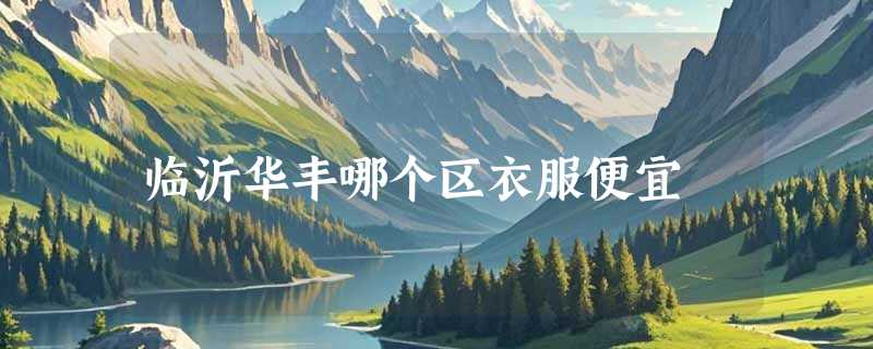 临沂华丰哪个区衣服便宜