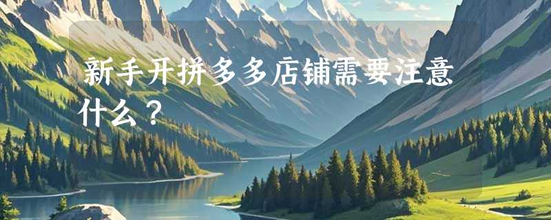 新手开拼多多店铺需要注意什么？