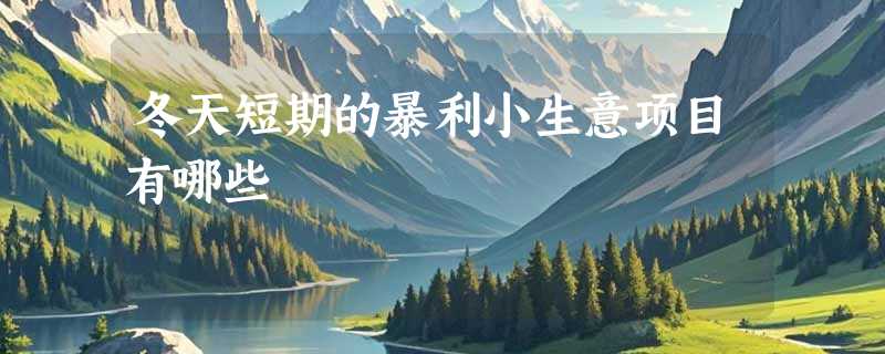 冬天短期的暴利小生意项目有哪些