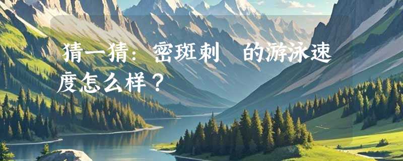 猜一猜：密斑刺鲀的游泳速度怎么样？