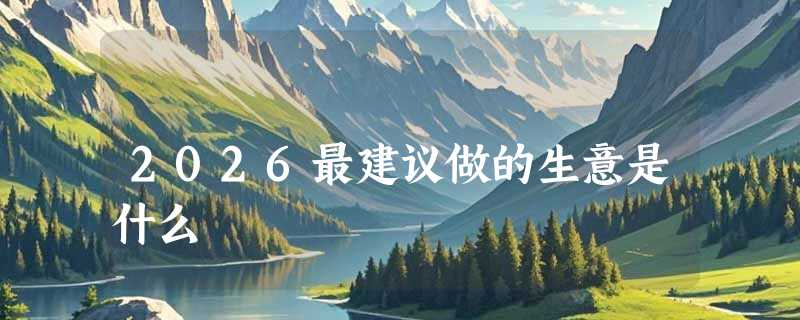 2026最建议做的生意是什么