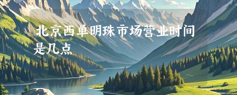 北京西单明珠市场营业时间是几点